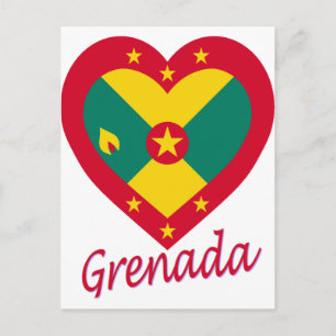Grenada Flag Heart Postcard