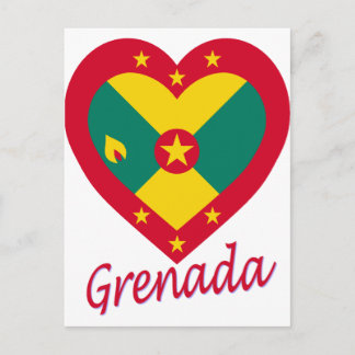 Grenada Flag Heart Postcard