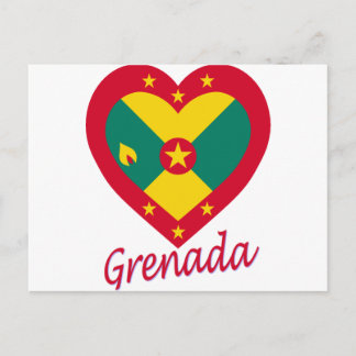 Grenada Flag Heart Postcard
