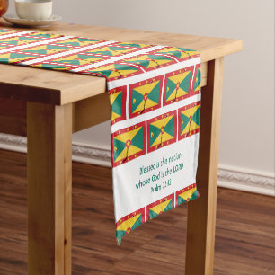 GRENADA Flag Map Customised Scripture Short Table Runner
