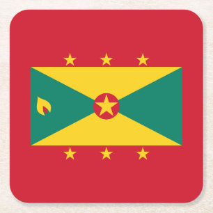 Grenada Flag Square Paper Coaster