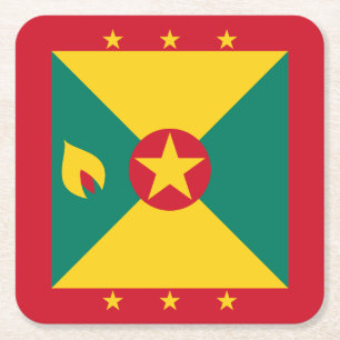 Grenada Flag Square Paper Coaster