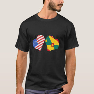 Grenada Flag USA Heart Grenadian Pride Grenadian R T-Shirt