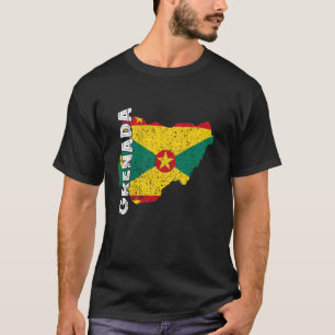 Grenada Flag Vintage Map Grenadian Roots Grenadian T-Shirt