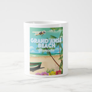 Grenada Grand Anse Beach Travel Poster Large Coffee Mug