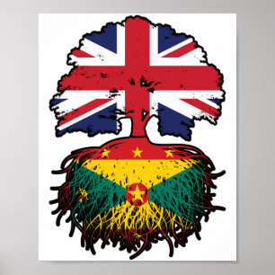 Grenada Grenadian British UK Tree Roots Flag Poster