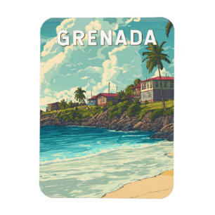 Grenada Illustration Travel Art Vintage Magnet