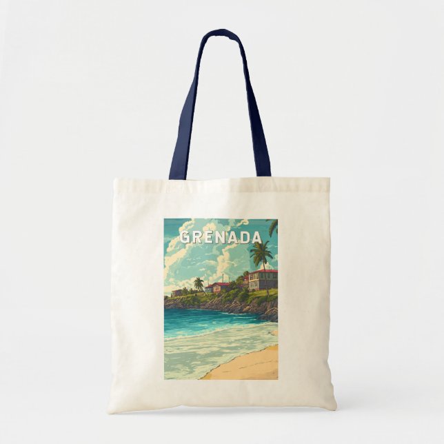 Grenada Illustration Travel Art Vintage Tote Bag (Front)