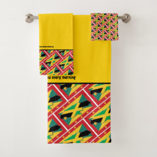 GRENADA JAMAICA FLAG Customised Scripture YELLOW Bath Towel Set