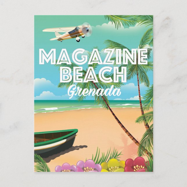 Grenada Magazine Beach Travel Poster Postcard (Front)