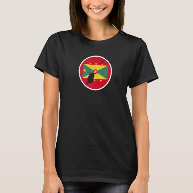 Grenada Map Proud Grenadian Flag   T-Shirt (Front)