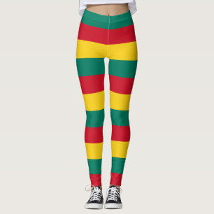 Grenada National Flag Colours Horizontal Striped Leggings