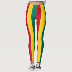 Grenada National Flag Colours Vertical Striped Leggings