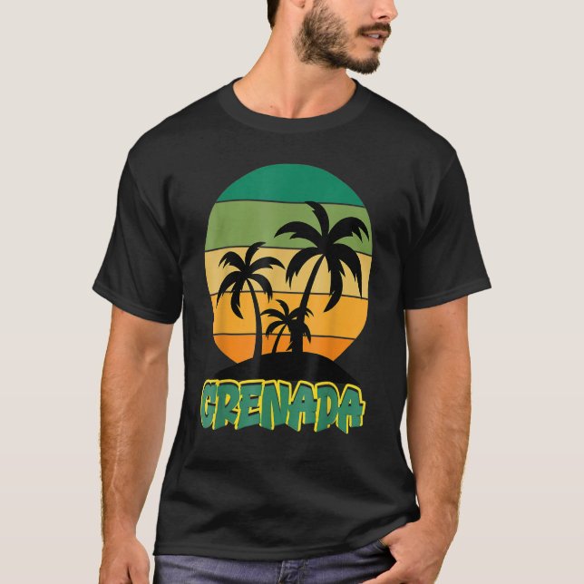 Grenada Retro Sunset Style T-Shirt (Front)