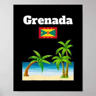Grenada Travel Souvenir Grenadian Flag Vacation Poster