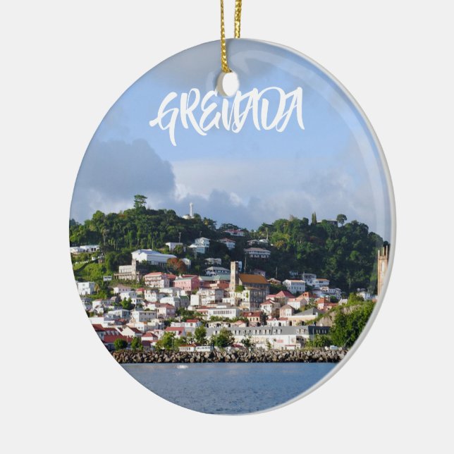 Grenada Vacation Panoramic Christmas Ornament (Left)