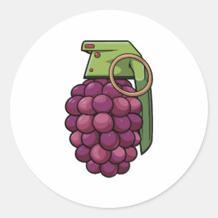 Grenade made of grapes classic round sticker