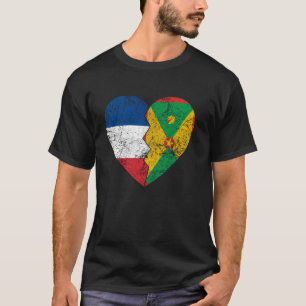 Grenadian French Flags Heart  France Grenada Roots T-Shirt