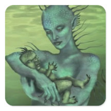 Grendel's Mother holding Grendel as a baby