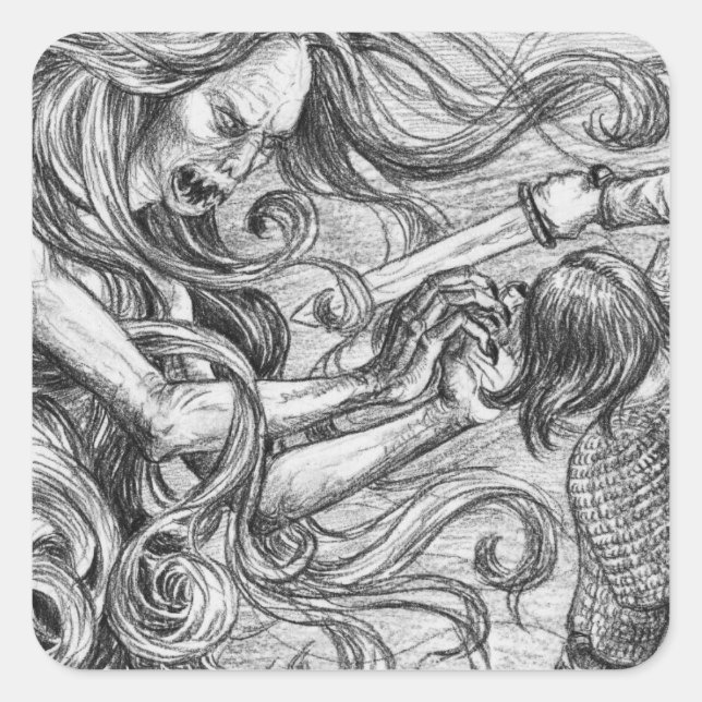 Grendel's Mother in Beowulf Square Sticker (Front)
