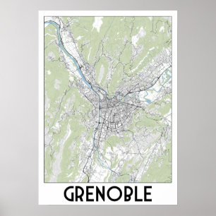 Grenoble France map Poster