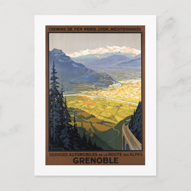 Grenoble France Railway Vintage Posters Postcard (Front)