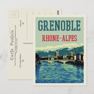 Grenoble France view of the Rhone river Postcard