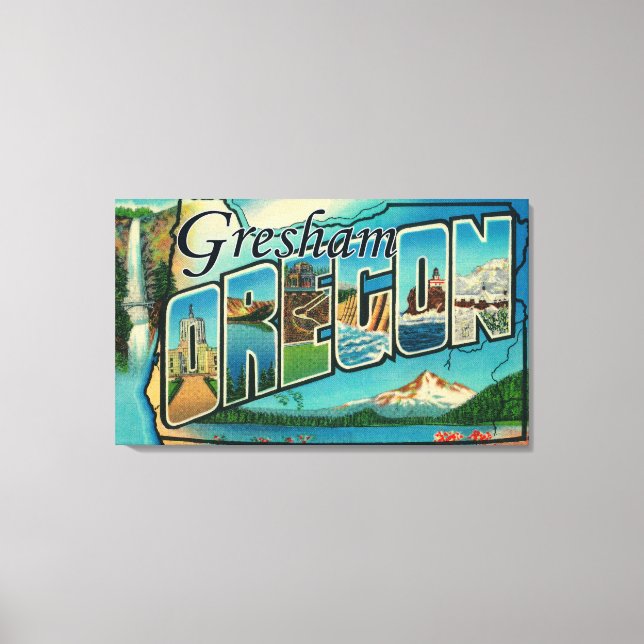 Gresham, Oregon - Large Letter Scenes Canvas Print (Front)