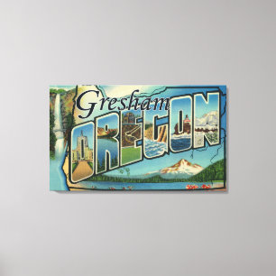 Gresham, Oregon - Large Letter Scenes Canvas Print