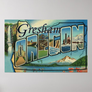 Gresham, Oregon - Large Letter Scenes Poster