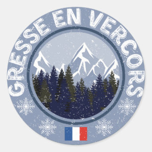 Gresse en Vercors Ski resort Classic Round Sticker