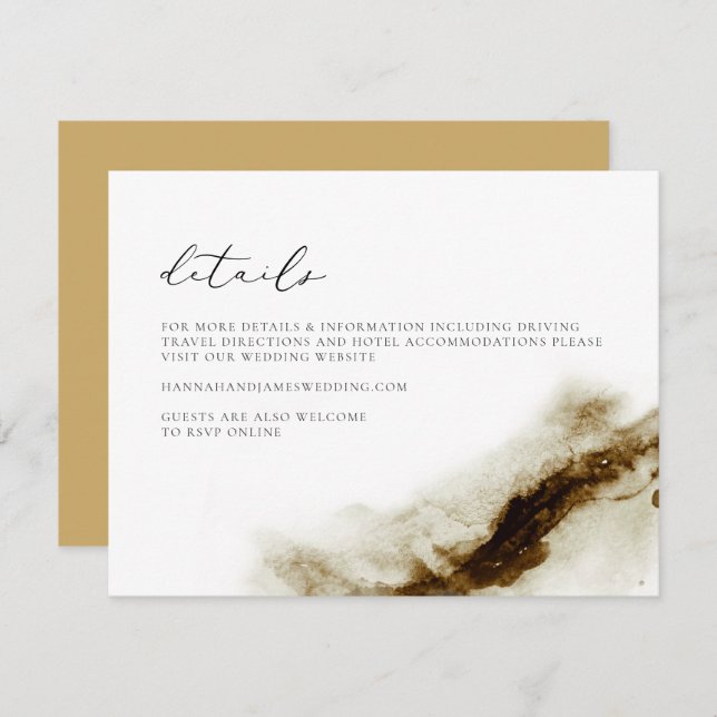 GRETA Bohemian Earth Tone Watercolor Details Card (Front/Back)
