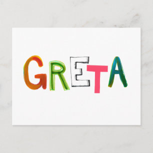 Greta fun colourful word art gifts for Greta-lover Postcard