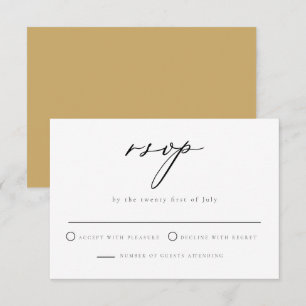 GRETA Minimalist Mustard Script Wedding RSVP Card