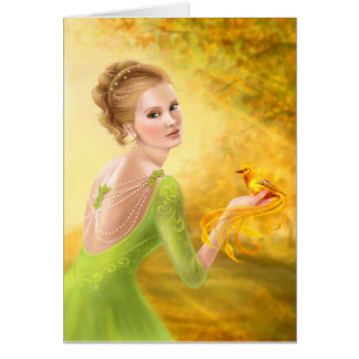 Gretting card Beautiful romantic woman and fantasy