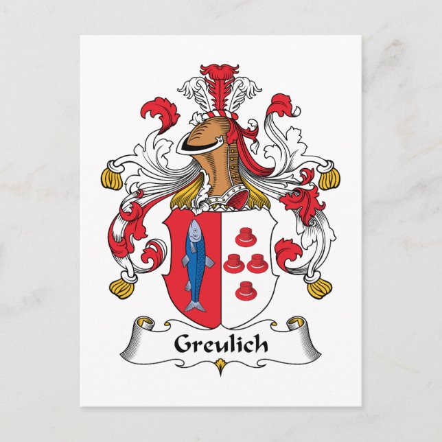 Greulich Family Crest Postcard (Front)