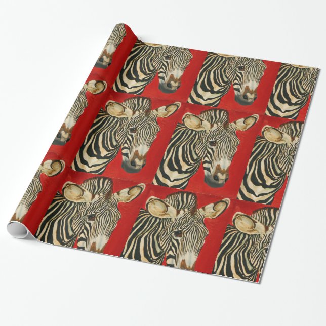 Grevy's Zebra African Wildlife Zoo Animal Art Wrapping Paper (Unrolled)