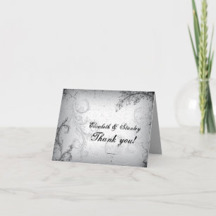 Grey 25th silver wedding anniversary Thank You Card