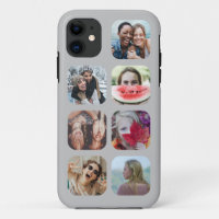 Grey 7 Photo Collage Template iPhone Case