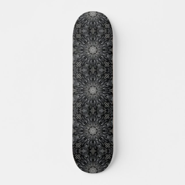 Grey 8 pointed star geometric stone mosaic skateboard (Front)