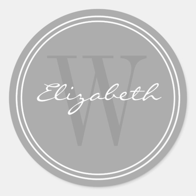 Grey A0 Name Monogram Envelope Seals (Front)