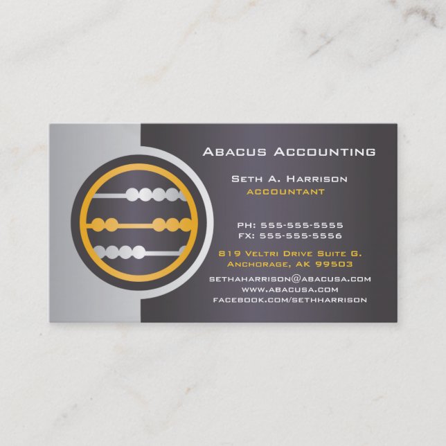 Grey Abacus Accounting Business Cards (Front)