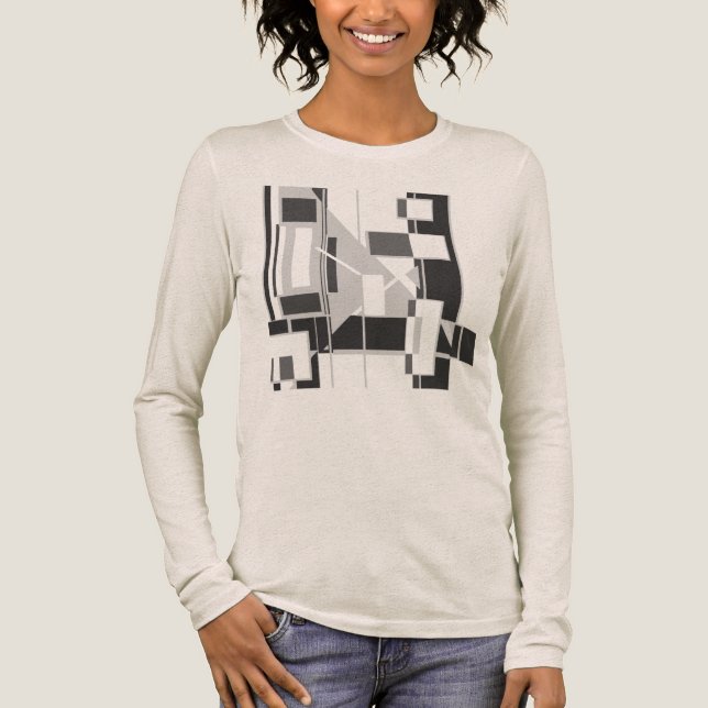 Grey Abstract Art Cubist Geometric MCM-inspired Tri-Blend Shirt (Front)