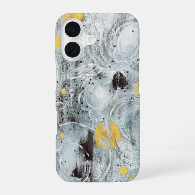 Grey Abstract Artistic Texture Design iPhone 16 Case (Back)