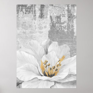 Grey Abstract Botanical Painting Wall Art Poster