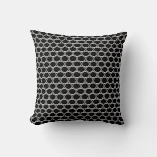Grey Abstract Circle Geometric Pattern on Black Cushion