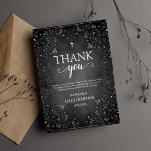 Grey Abstract Memorial Funeral Thank you Card