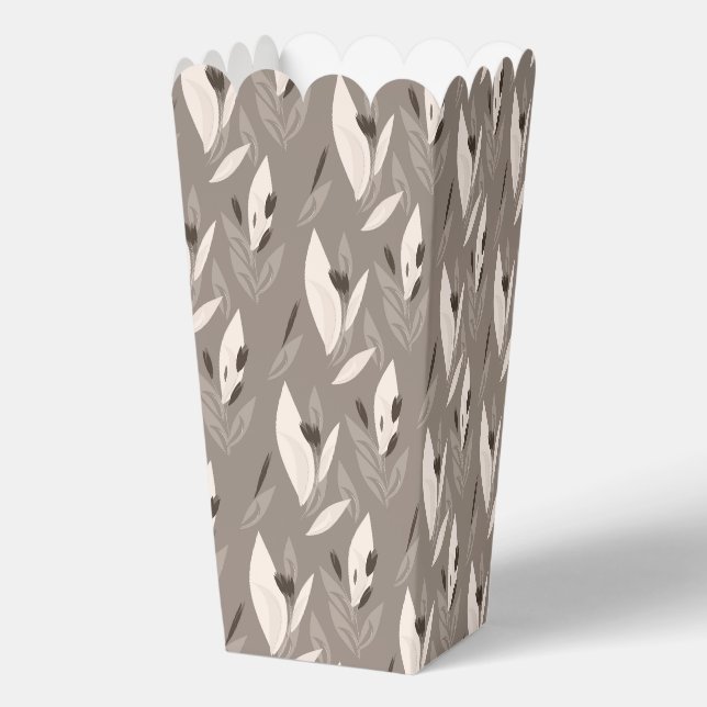 Grey abstract red retro flower pattern favour box (Back)