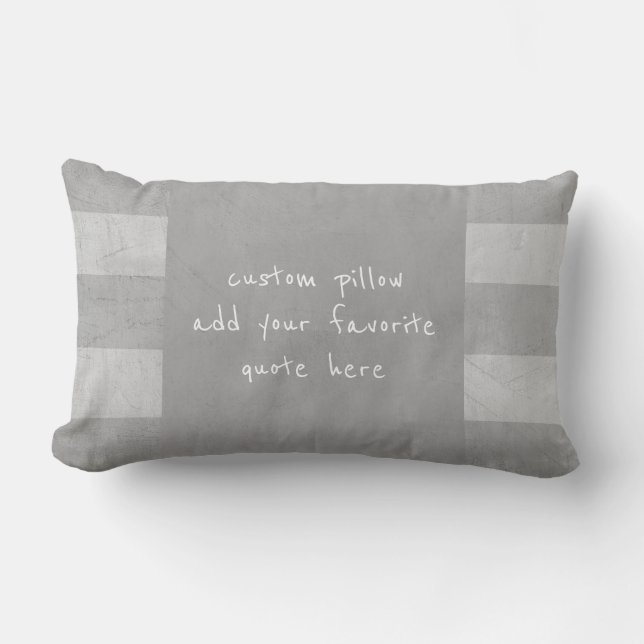 grey add your own quote distressed lumbar cushion (Front)