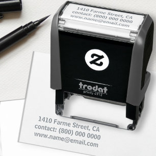 Grey Address Contact Information Self-inking Stamp